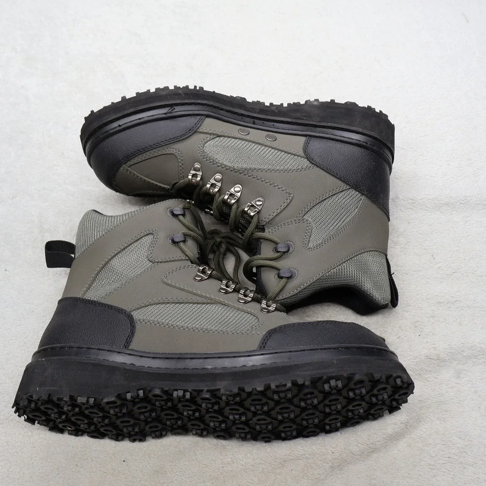 8Fans Mens 10 Hiking Boots Black All Terrain Utility Lug Sole Lace FSW-20231205
